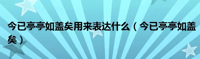 今已亭亭如盖矣用来表达什么（今已亭亭如盖矣）