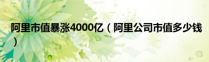 阿里市值暴涨4000亿（阿里公司市值多少钱）