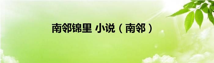 南邻锦里 小说（南邻）