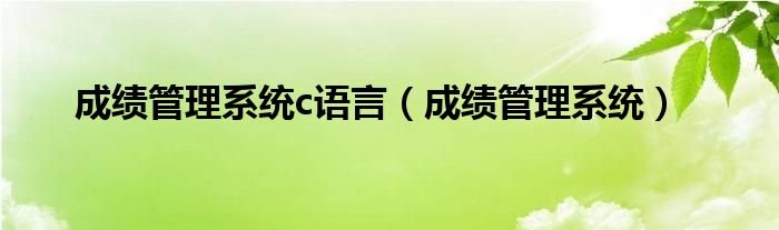成绩管理系统c语言（成绩管理系统）