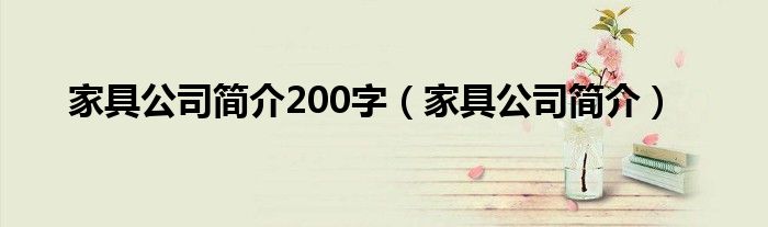 家具公司简介200字（家具公司简介）