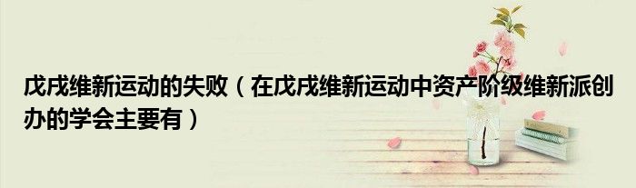 戊戌维新运动的失败（在戊戌维新运动中资产阶级维新派创办的学会主要有）