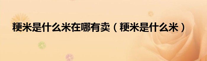 粳米是什么米在哪有卖（粳米是什么米）