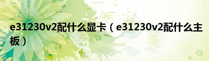 e31230v2配什么显卡（e31230v2配什么主板）