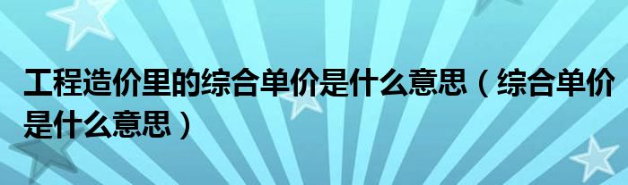 工程造价里的综合单价是什么意思（综合单价是什么意思）