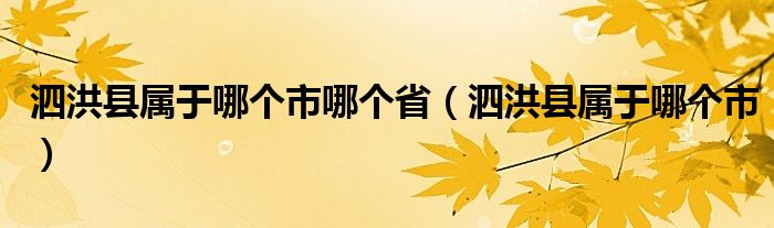 泗洪县属于哪个市哪个省（泗洪县属于哪个市）