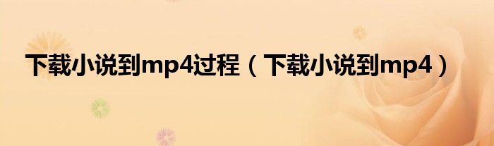 下载小说到mp4过程（下载小说到mp4）