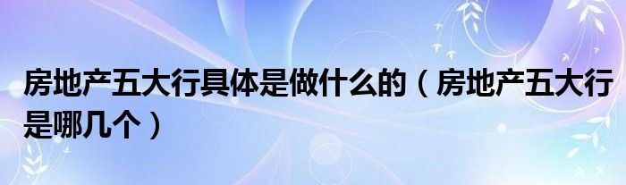 房地产五大行具体是做什么的（房地产五大行是哪几个）