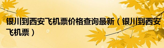 银川到西安飞机票价格查询最新（银川到西安飞机票）