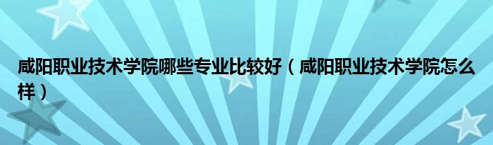 咸阳职业技术学院哪些专业比较好（咸阳职业技术学院怎么样）