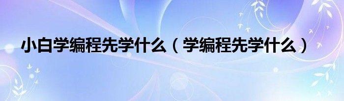 小白学编程先学什么（学编程先学什么）
