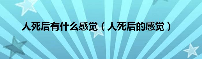 人死后有什么感觉（人死后的感觉）