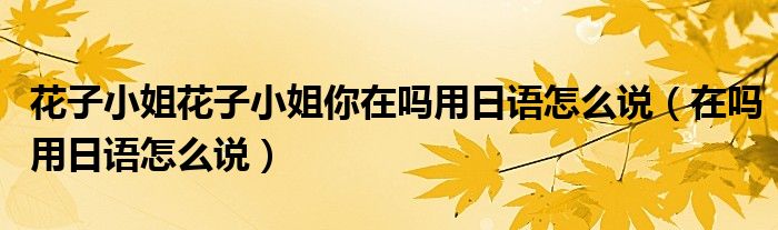 花子小姐花子小姐你在吗用日语怎么说（在吗用日语怎么说）