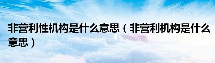 非营利性机构是什么意思（非营利机构是什么意思）
