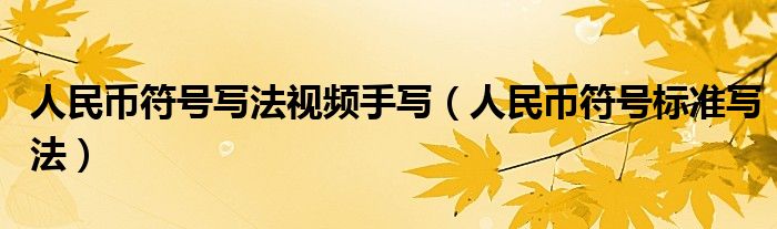 人民币符号写法视频手写（人民币符号标准写法）