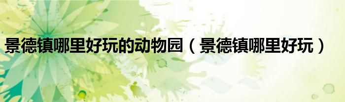 景德镇哪里好玩的动物园（景德镇哪里好玩）