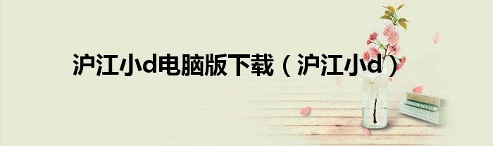 沪江小d电脑版下载（沪江小d）