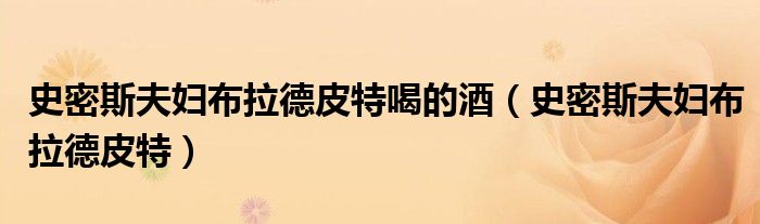 史密斯夫妇布拉德皮特喝的酒（史密斯夫妇布拉德皮特）