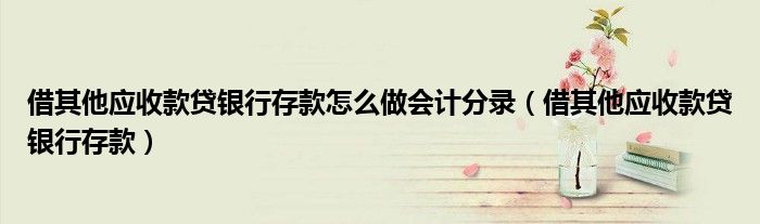 借其他应收款贷银行存款怎么做会计分录（借其他应收款贷银行存款）