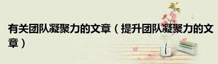 有关团队凝聚力的文章（提升团队凝聚力的文章）