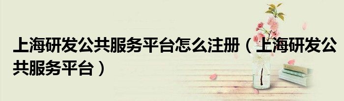 上海研发公共服务平台怎么注册（上海研发公共服务平台）