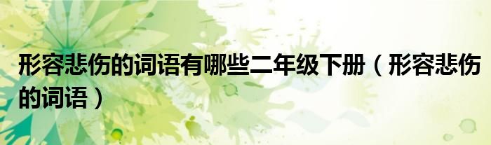 形容悲伤的词语有哪些二年级下册（形容悲伤的词语）