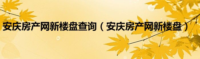 安庆房产网新楼盘查询（安庆房产网新楼盘）