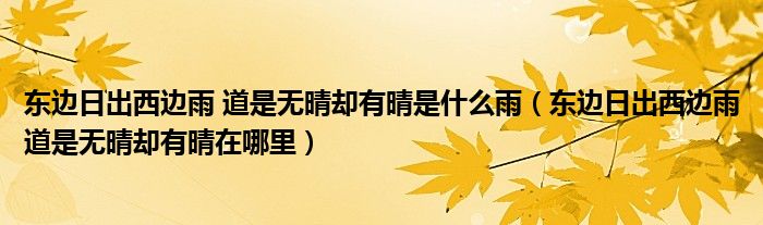 东边日出西边雨 道是无晴却有晴是什么雨（东边日出西边雨道是无晴却有晴在哪里）