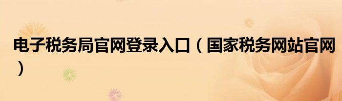 电子税务局官网登录入口（国家税务网站官网）