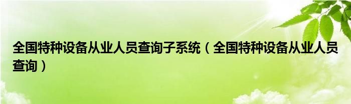 全国特种设备从业人员查询子系统（全国特种设备从业人员查询）