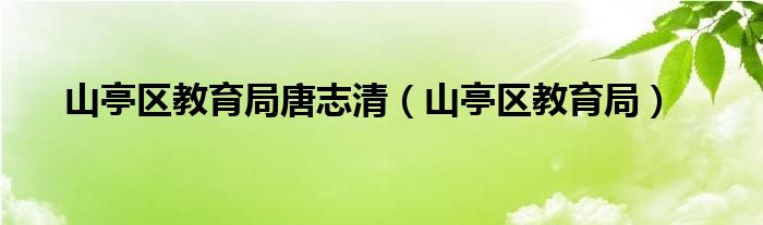 山亭区教育局唐志清（山亭区教育局）