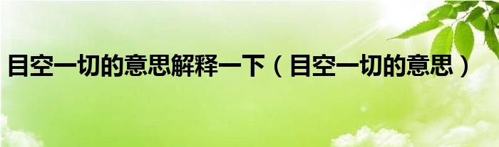 目空一切的意思解释一下（目空一切的意思）