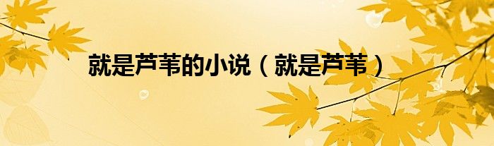 就是芦苇的小说（就是芦苇）