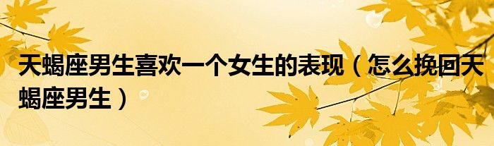 天蝎座男生喜欢一个女生的表现（怎么挽回天蝎座男生）