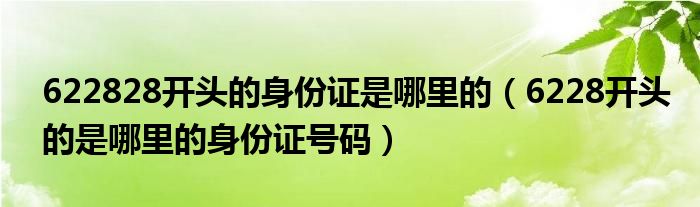 622828开头的身份证是哪里的（6228开头的是哪里的身份证号码）