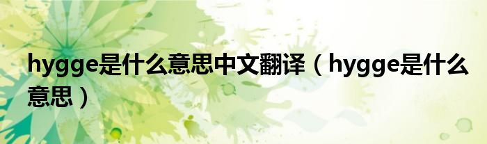 hygge是什么意思中文翻译（hygge是什么意思）