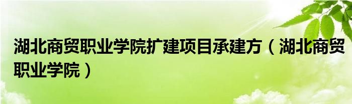 湖北商贸职业学院扩建项目承建方（湖北商贸职业学院）