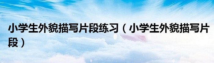 小学生外貌描写片段练习（小学生外貌描写片段）