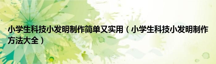 小学生科技小发明制作简单又实用（小学生科技小发明制作方法大全）
