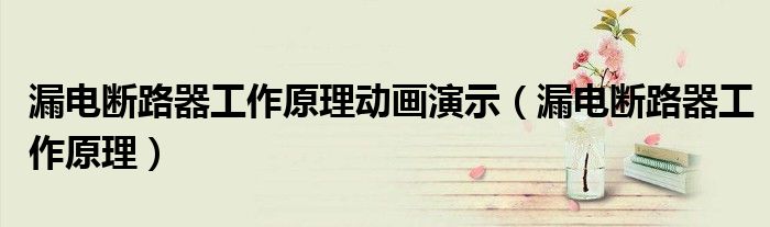漏电断路器工作原理动画演示（漏电断路器工作原理）
