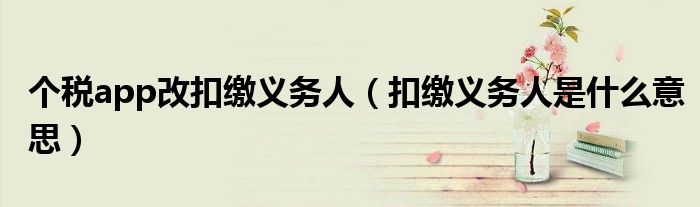 个税app改扣缴义务人（扣缴义务人是什么意思）