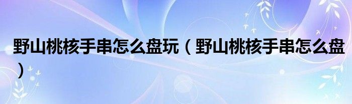 野山桃核手串怎么盘玩（野山桃核手串怎么盘）