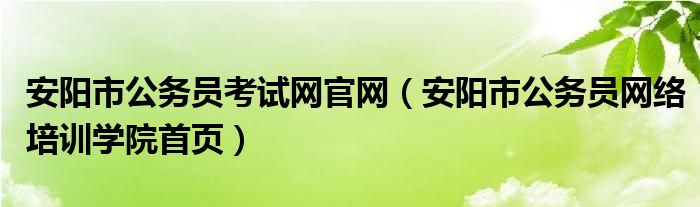 安阳市公务员考试网官网（安阳市公务员网络培训学院首页）