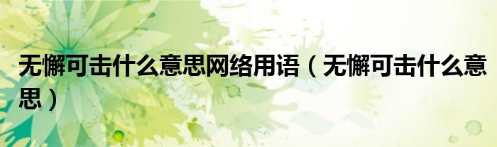 无懈可击什么意思网络用语（无懈可击什么意思）