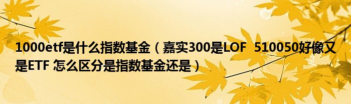 1000etf是什么指数基金（嘉实300是LOF  510050好像又是ETF 怎么区分是指数基金还是）