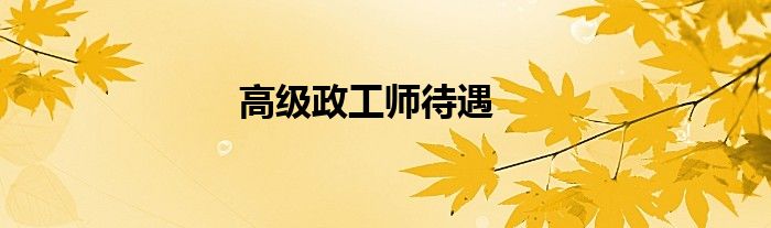 高级政工师待遇