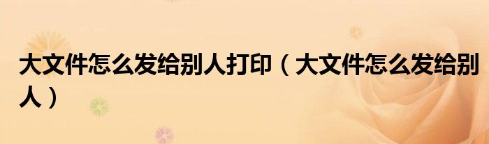 大文件怎么发给别人打印（大文件怎么发给别人）