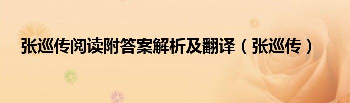 张巡传阅读附答案解析及翻译（张巡传）