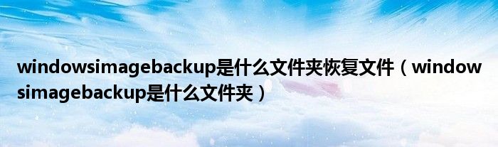 windowsimagebackup是什么文件夹恢复文件（windowsimagebackup是什么文件夹）