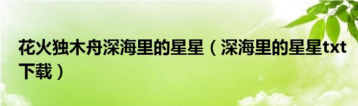 花火独木舟深海里的星星（深海里的星星txt下载）